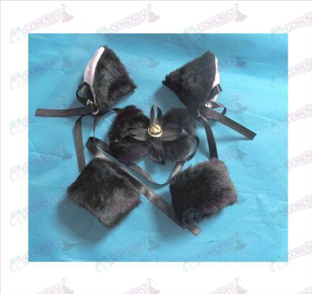 Μαύρο καμπάνα BB αυτιά της γάτας φάκελο + + tie Ελαστική βραχιόλι