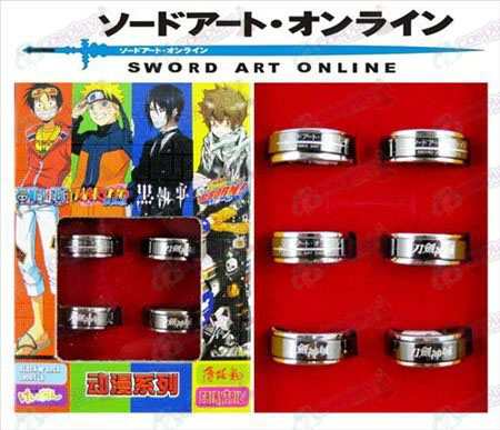 Sword Art on-line Αξεσουάρ μαύρο ατσάλι περιστρεφόμενο δακτύλιο (6 / set)