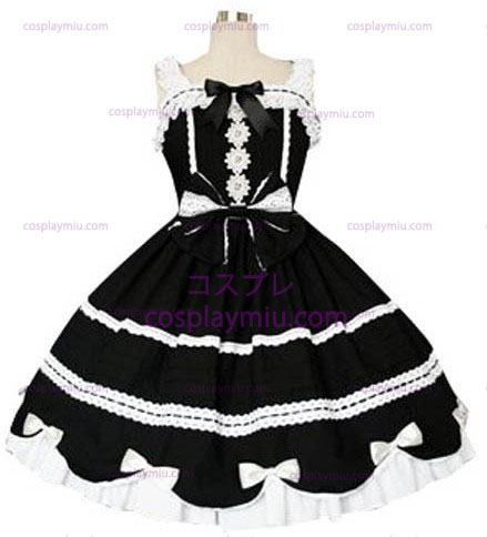 Black And White Gothic Lolita φόρεμα Cosplay