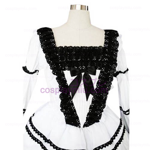 Black And White Lace Προσεγμένο Gothic Lolita φόρεμα Cosplay