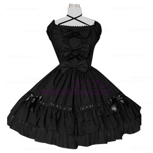 Μαύρο Puff μανίκια Classic Lolita Cosplay φόρεμα