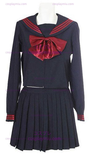 Deep Blue Long Sailor μανίκια School Uniform