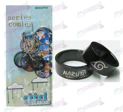 Naruto Konoha εγκατεστημένη κάρτα μαύρα δαχτυλίδια ζευγάρι χάλυβα