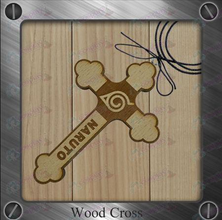 Naruto - Konoha σήμα ξύλινο σταυρό κολιέ