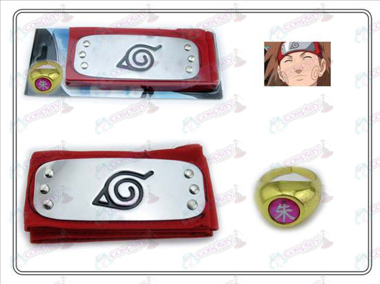 Naruto Konoha κόκκινη κορδέλα + Πέντε Zhu Zi Ring