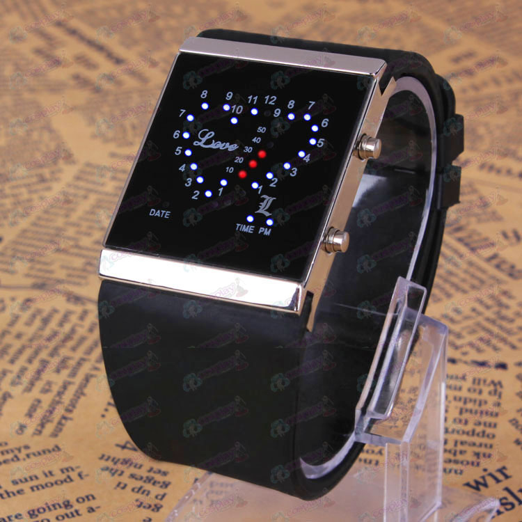 Death Note AccessoriesL λογότυπο μαύρο αγάπη LED ρολόι