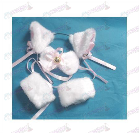 Σύρετε το κουδούνι τα αυτιά γάτα άσπρη γραβάτα + + Ελαστική βραχιόλι