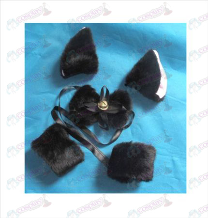 BB αυτιά της γάτας φάκελο + + tie Ελαστική βραχιόλι (Μαύρο)