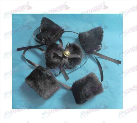 Σύρετε το κουδούνι η γάτα αυτιά + μαύρη γραβάτα + Ελαστική βραχιόλι