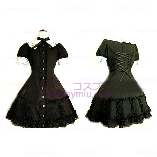 Μαύρο Corset Lace Lolita φόρεμα κοστούμι Cosplay