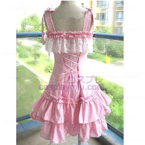 Pink Lace Πριγκίπισσα Lolita φόρεμα κοστούμι Cosplay