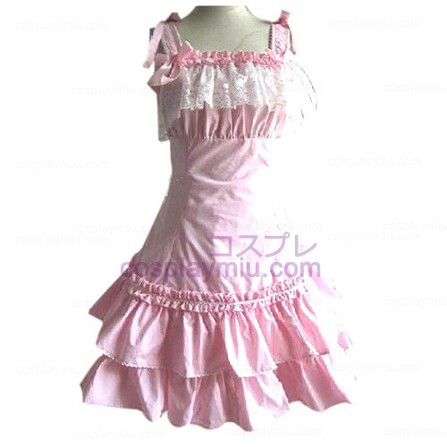 Pink Lace Πριγκίπισσα Lolita φόρεμα κοστούμι Cosplay
