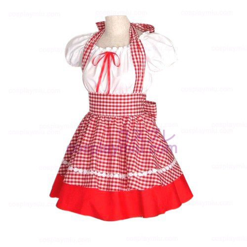 Χαριτωμένο κόκκινο καρό Maid Cosplay Lolita κοστούμι Cosplay