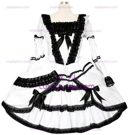Black And White Lace Προσεγμένο Gothic Lolita φόρεμα Cosplay