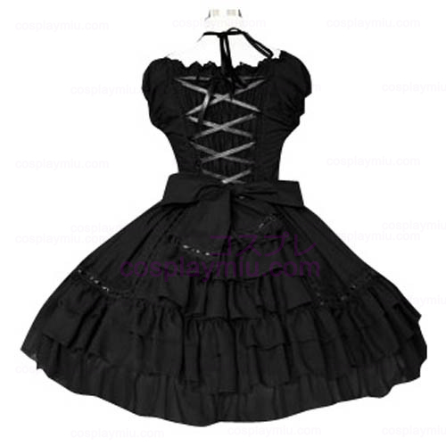 Μαύρο Puff μανίκια Classic Lolita Cosplay φόρεμα