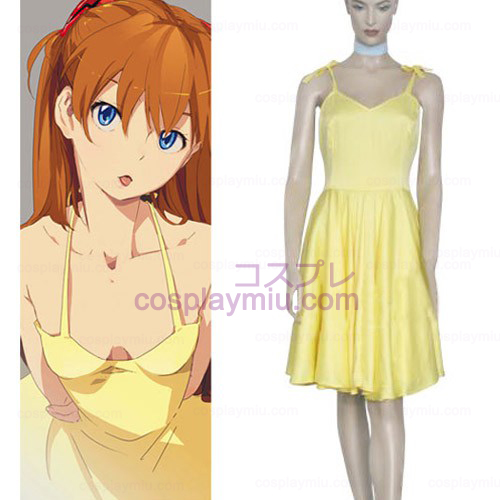 Neon Genesis Evangelion Asuka κίτρινο φόρεμα Απόκριες Cosplay