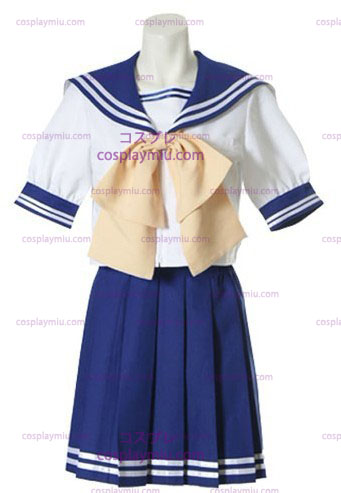 Μπλε και άσπρο Κοντά μανίκια Sailor σχολική στολή