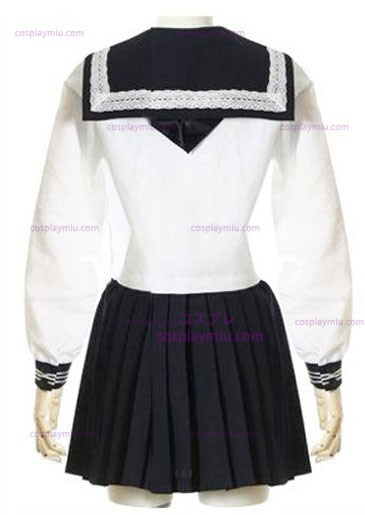 Λευκό Μακριά μανίκια Sailor σχολική στολή κοστούμι Cosplay