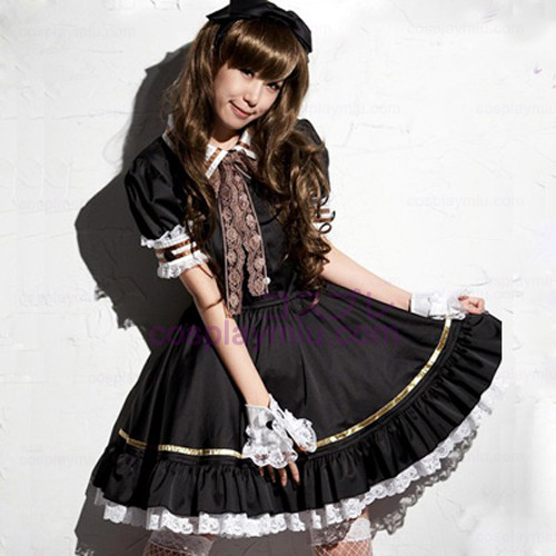 Μαύρο υπέροχο Lolita Καμαριέρας Κοστούμια Cosplay Outfit φούστα