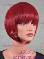 12 "Dark Red Sloped Wig Cosplay Bob