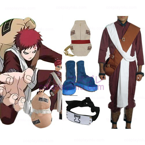 Naruto Shippuden Gaara Κοστούμια Cosplay Κόκκινο και Αξεσουάρ Σετ